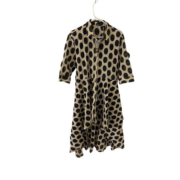 NWT Why Dress Apparel Button Front High Low Short Sleeve Dress - XL - Picture 1 of 13